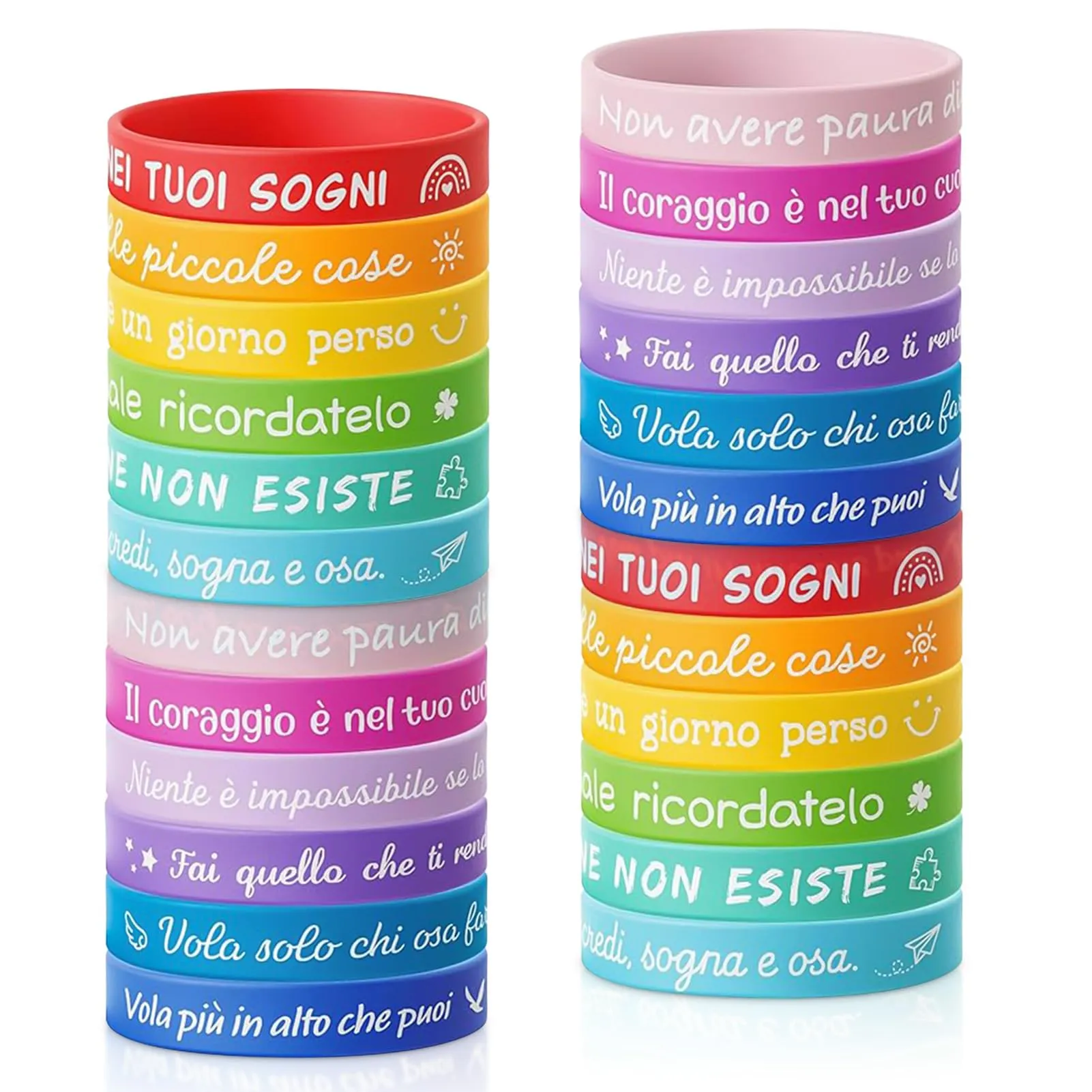 24 Braccialetti Bambini con Frasi Motivazionali Tccydm