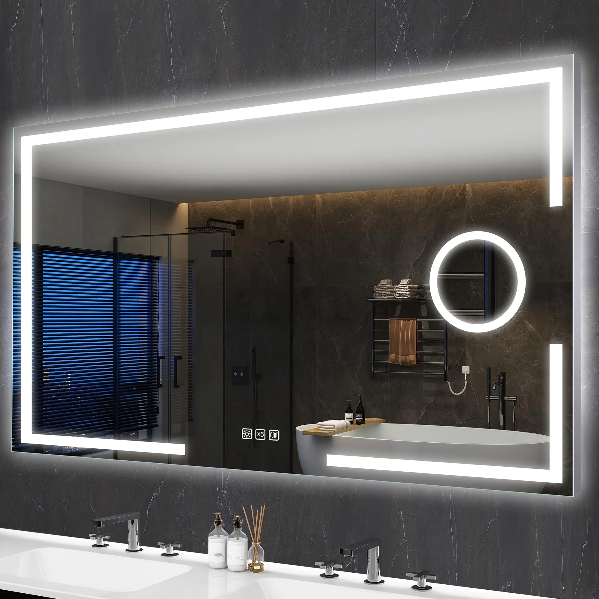 Specchio Bagno con Luce LED e Ingranditore 5X S'bagno 120 x 70 cm