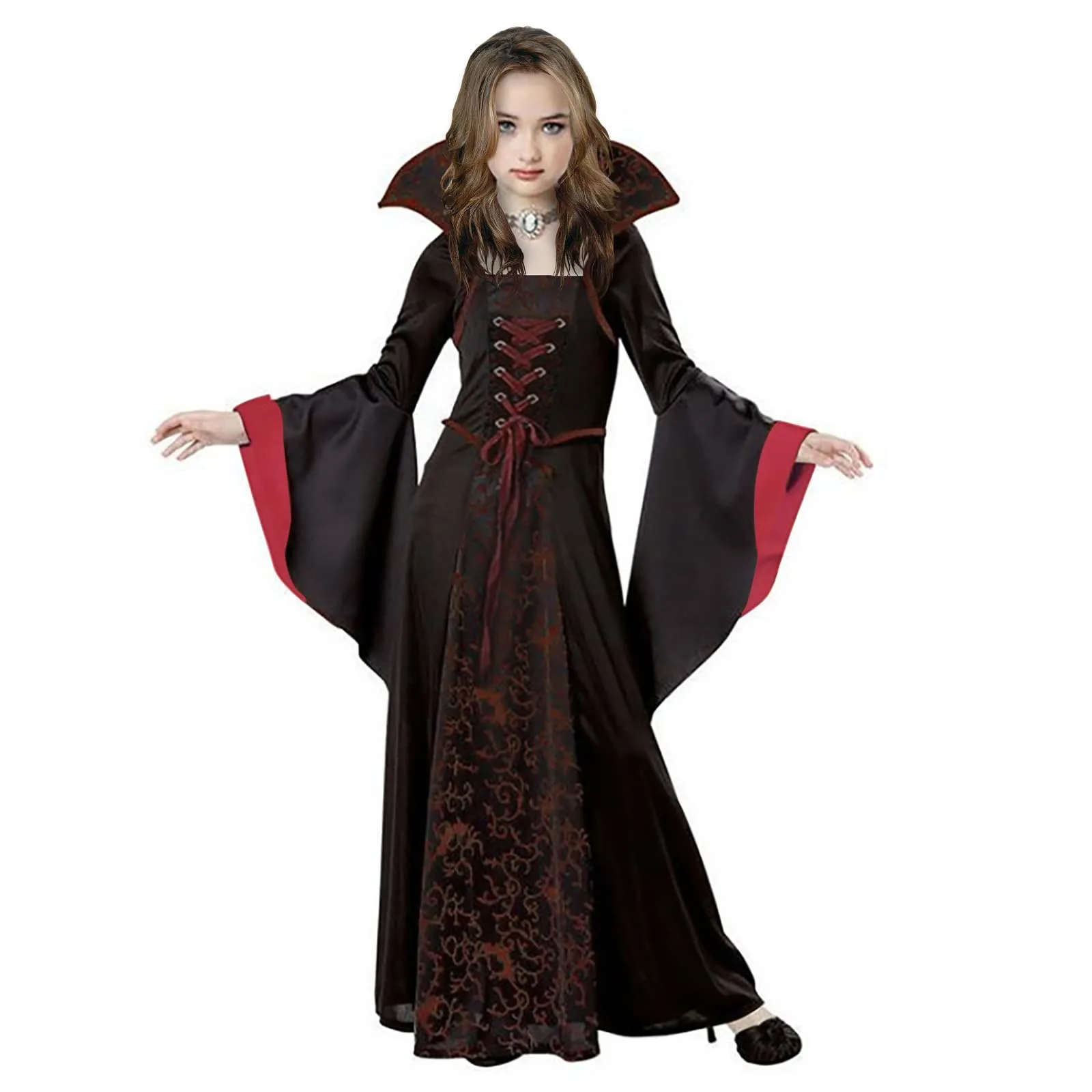 Costume da Vampiro per Bambina e Ragazza PABTID - Travestimento Gotico per Halloween e Carnevale