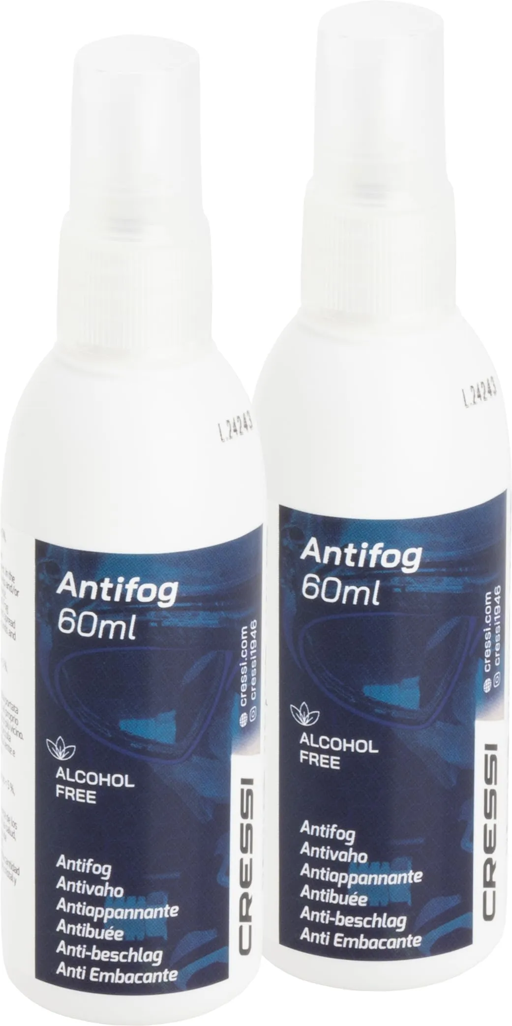 Cressi Premium Anti Fog - Antiappannante Naturale per Maschere Subacquee e Occhialini da Nuoto - Bipack 2x60ml