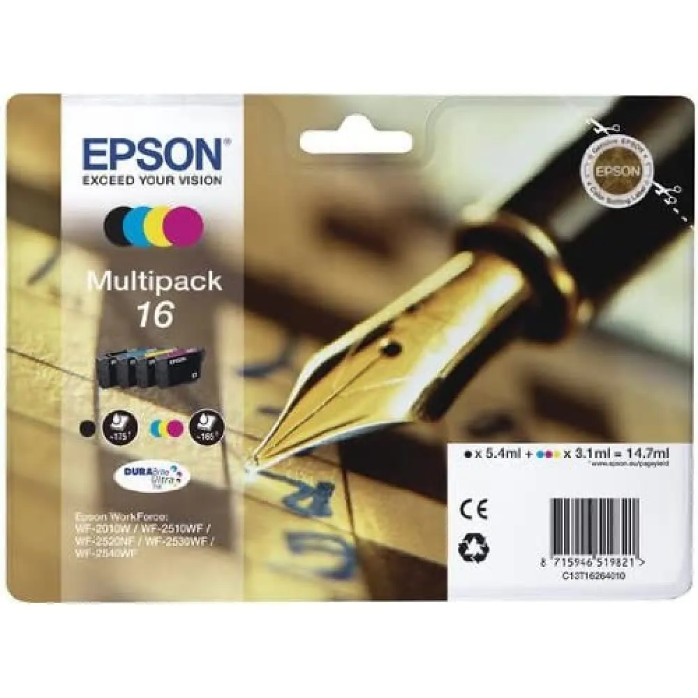 Epson 16 Multipack - Confezione da 4 Cartucce Originali (C13T16264012)