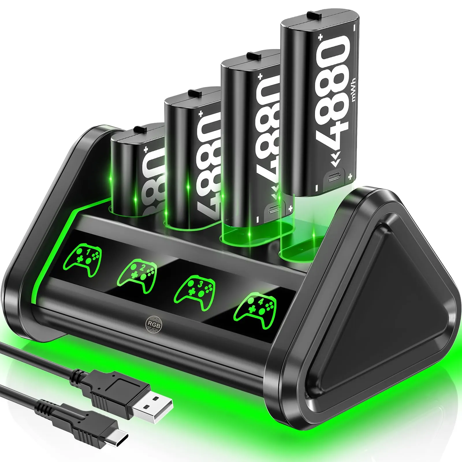 OIVO Stazione di Ricarica con 4 Batterie per Controller Xbox One/Series X|S