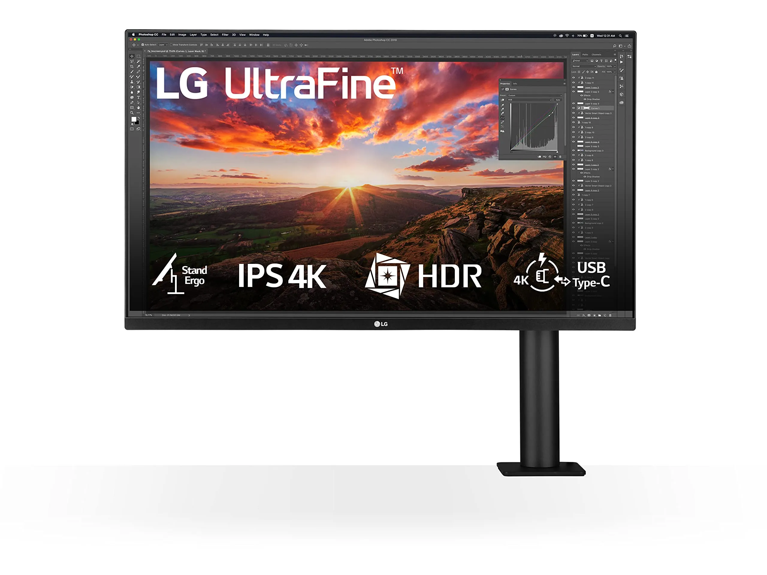 LG 32UN880K Monitor 32" Ultra HD 4K Ergo, IPS, 3840x2160, HDR 10, DCI-P3 95%, stand Ergo regolabile in ogni direzione, Speaker Stereo 10W, USB-C, USB 3.0, Uscita Cuffie, Flicker Safe, Nero