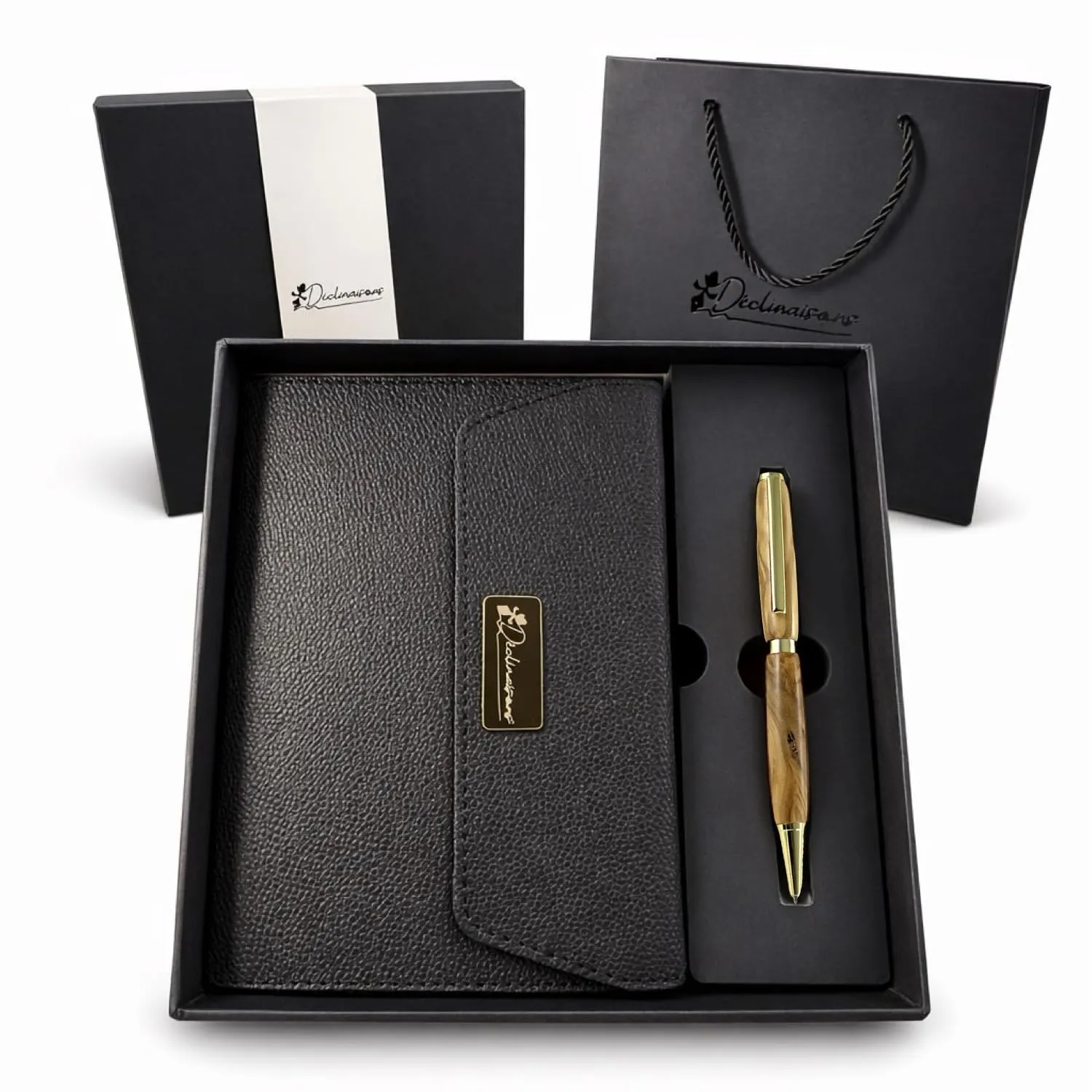 Penna Sfera Legno di Ulivo Italiano Personalizzato + Taccuino A5 - Confezione Regalo