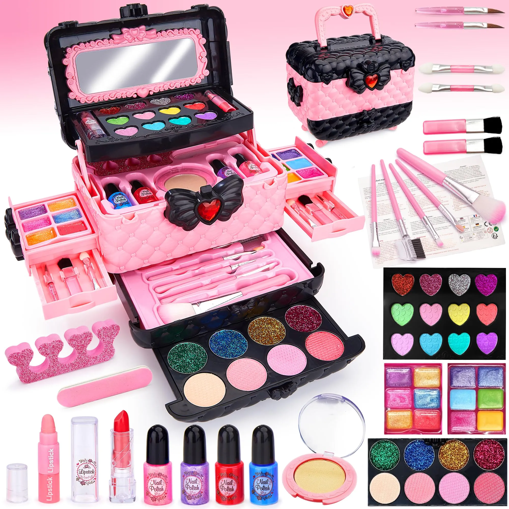 Chennyfun Set di Trucco per Bambini 53 Pezzi, Lavabile e Atossico