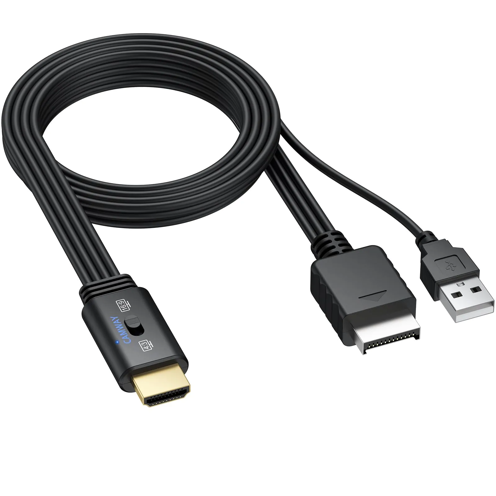 CAMWAY Adattatore PS1/PS2 a HDMI 1080p con Switch 4:3/16:9