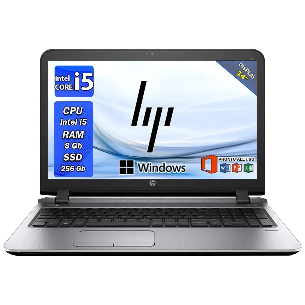HP ProBook Ricondizionato: Notebook Intel Core i5, 8GB RAM, 256GB SSD, Windows 11 Pro, Display 14"