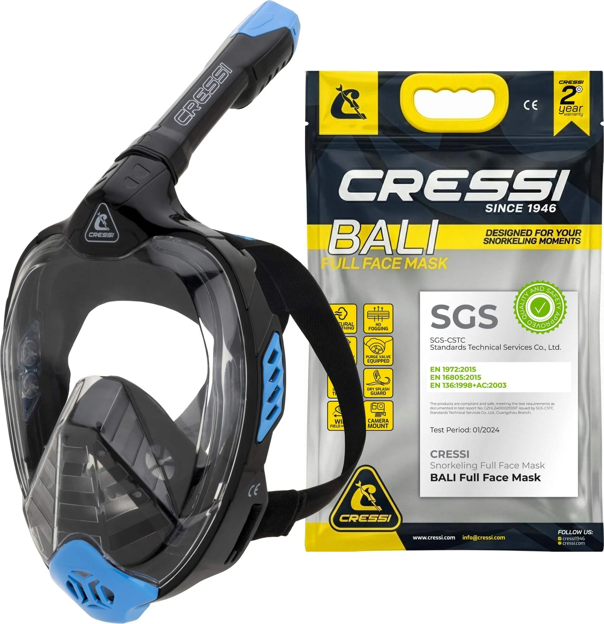 CRESSI Bali Full Face Mask Black/Blue S/M