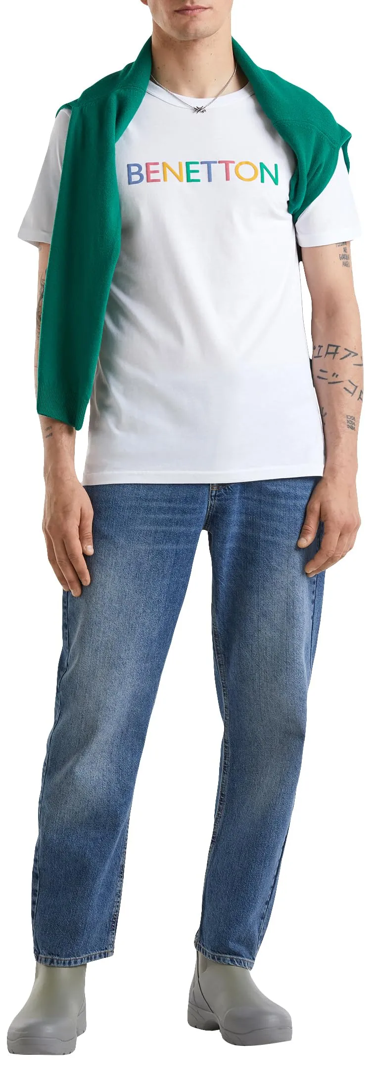 United Colors of Benetton T-Shirt Uomo Bianco Ottico