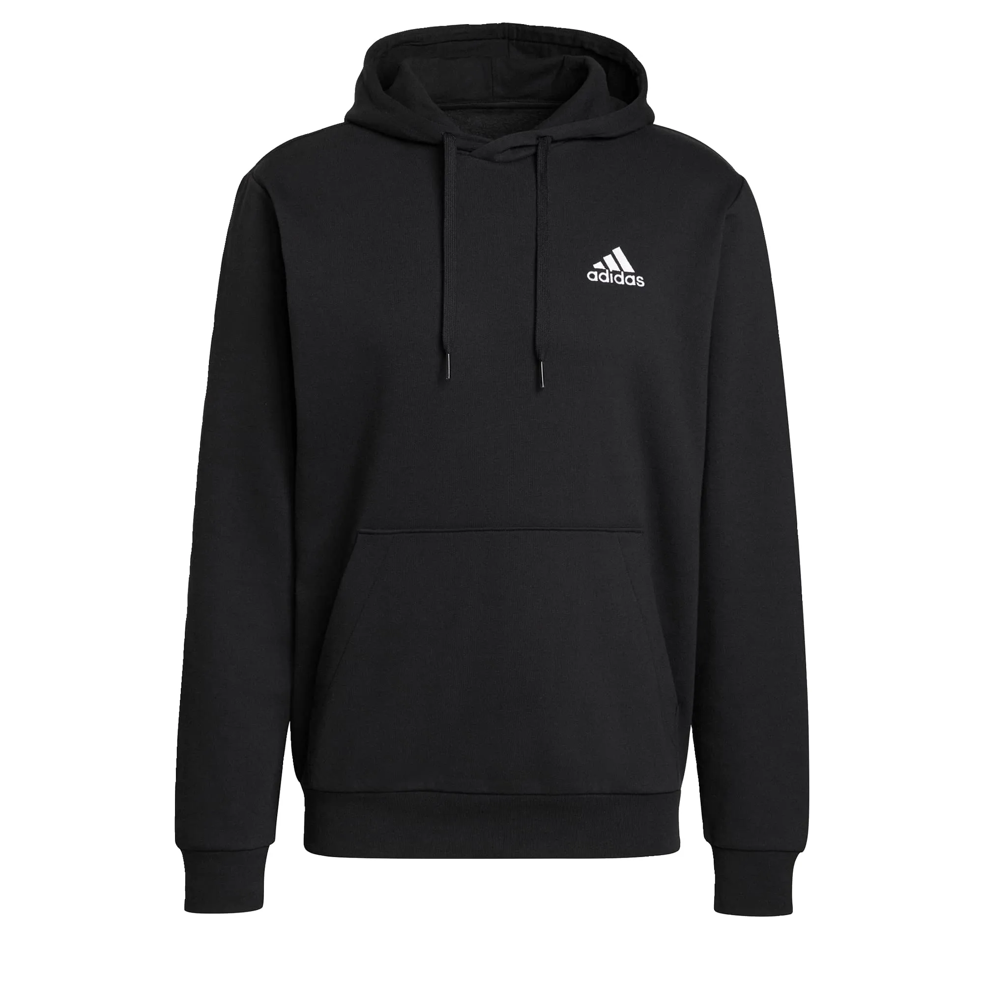 Felpa con Cappuccio Adidas Essentials FEELCOZY Fleece Uomo, Nero/Bianco