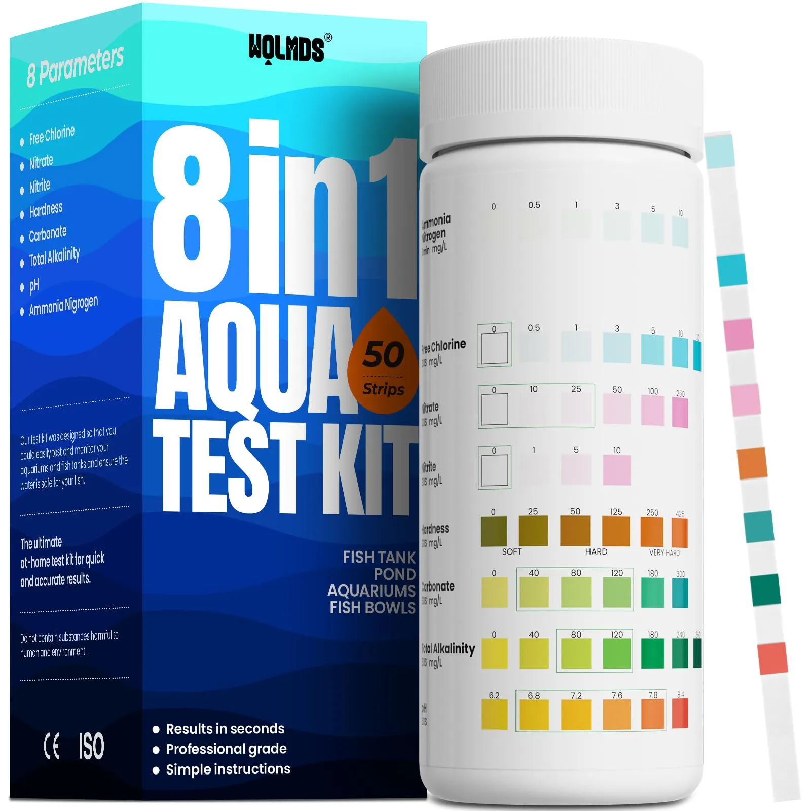 Wolmds Kit Test Acqua Acquario 8-in-1