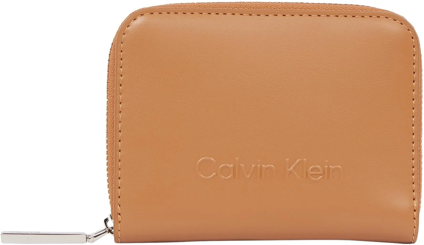 Calvin Klein Donna Portafoglio Embossed Logo Zip Piccolo, Marrone (Lion)