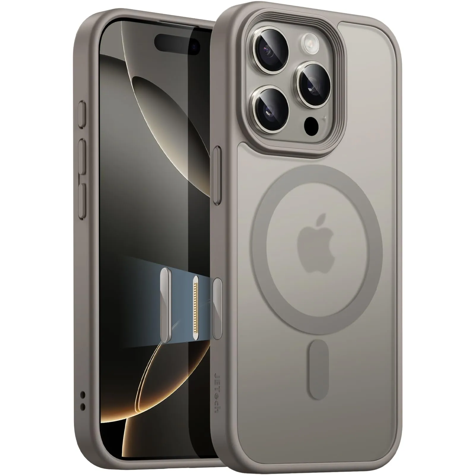 JETech Cover Magnetica per iPhone 16 Pro (6.3") con Controllo Fotocamera e Compatibilità MagSafe - Titanio Naturale