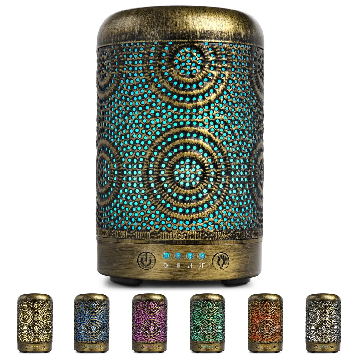 SALKING Diffusore di Oli Essenziali in Metallo 100ml con Luci LED