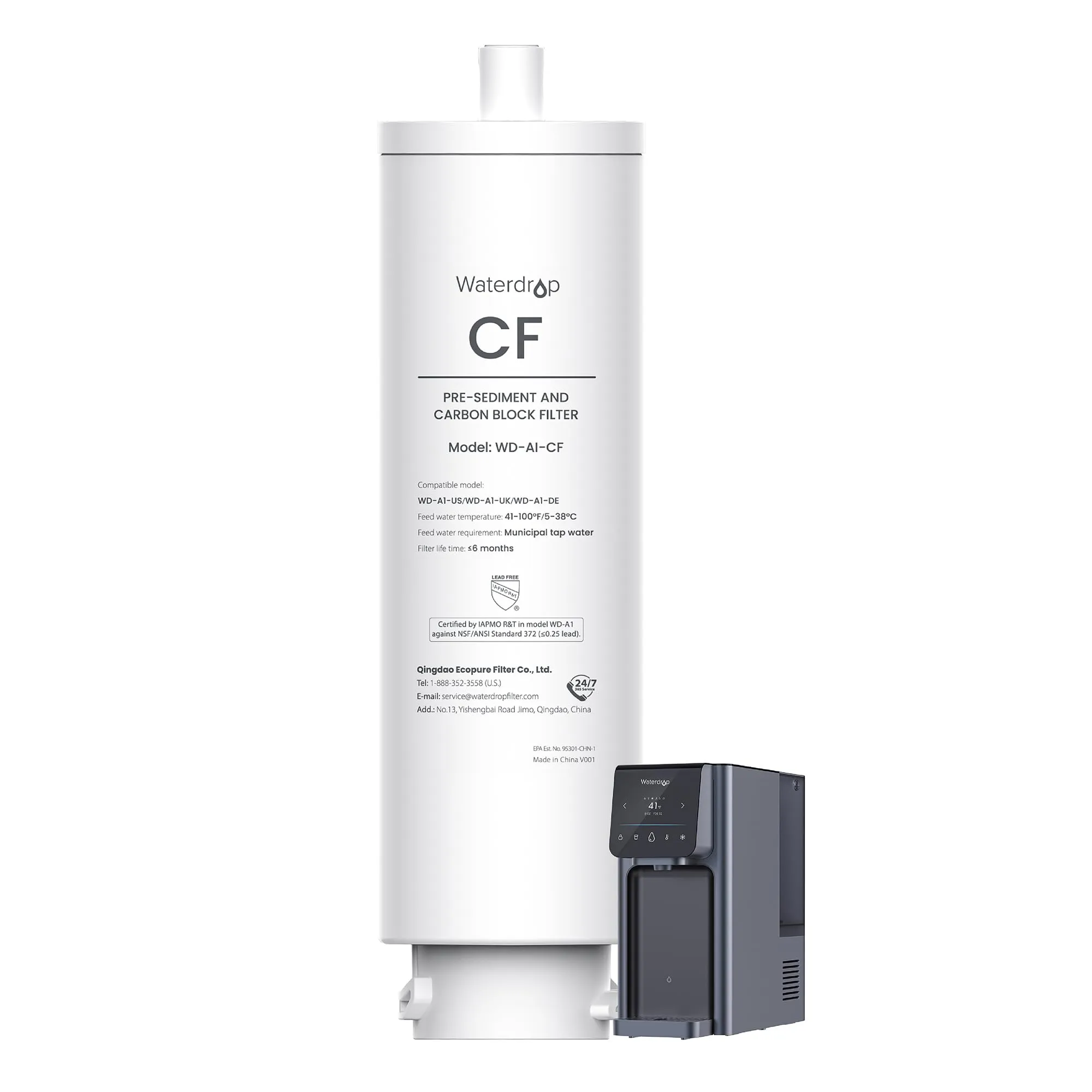 Waterdrop WD-A1-CF Filtro di Ricambio per Erogatore Acqua WD-A1