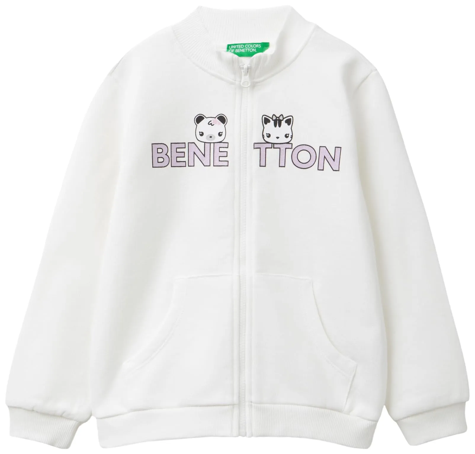 Giacca Felpa Donna United Colors of Benetton in Cotone Organico con Glitter