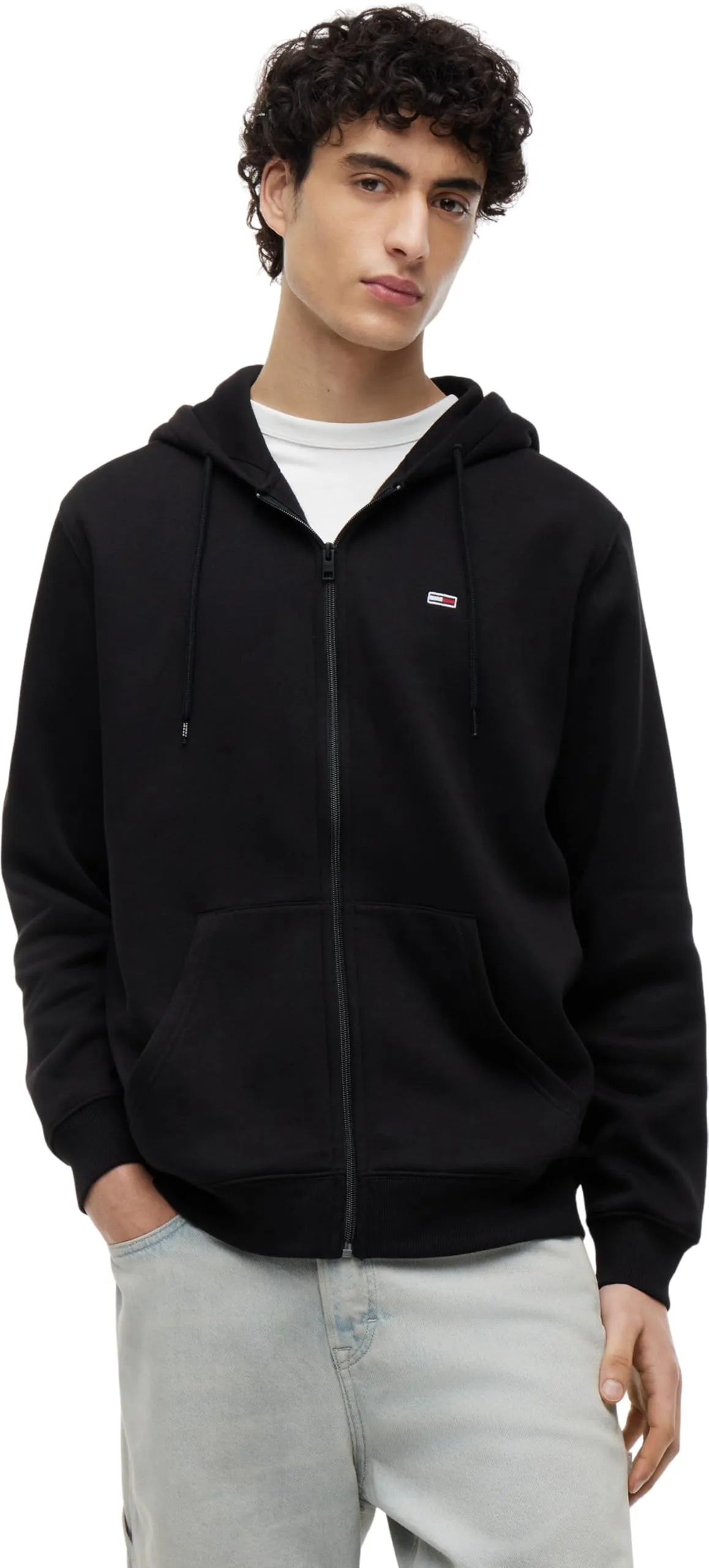 Tommy Jeans Tjm Reg S Flag Zip Fleece Thru DM0DM20743 Felpa Uomo con Cappuccio e Zip