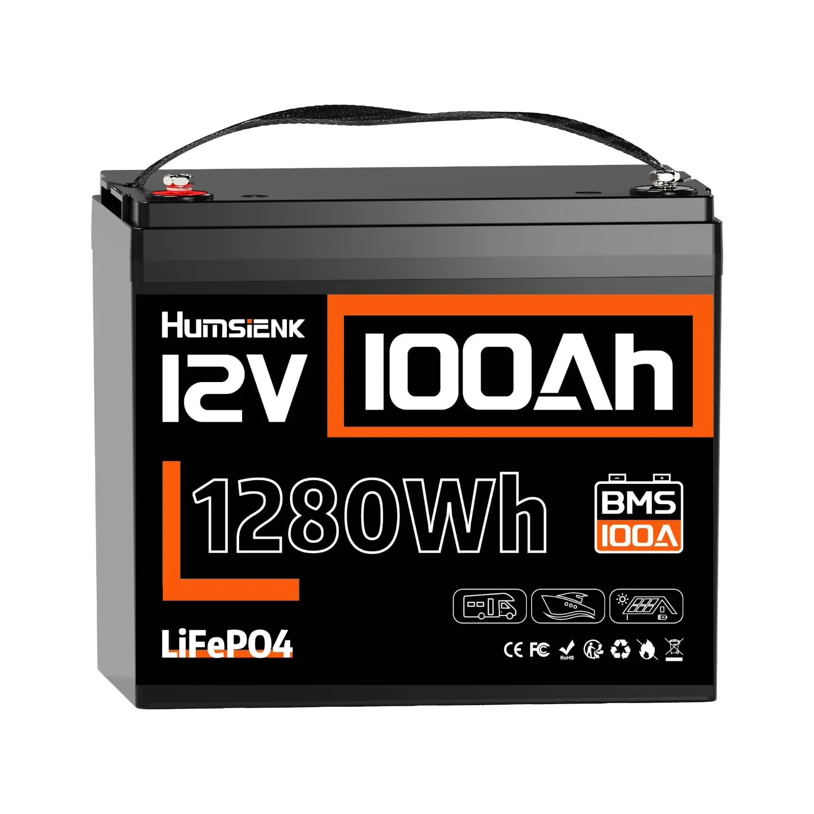 Humsienk Batteria Litio 12V 100Ah Max Plus LiFePO4 con BMS 110A e Protezione Bassa Temperatura