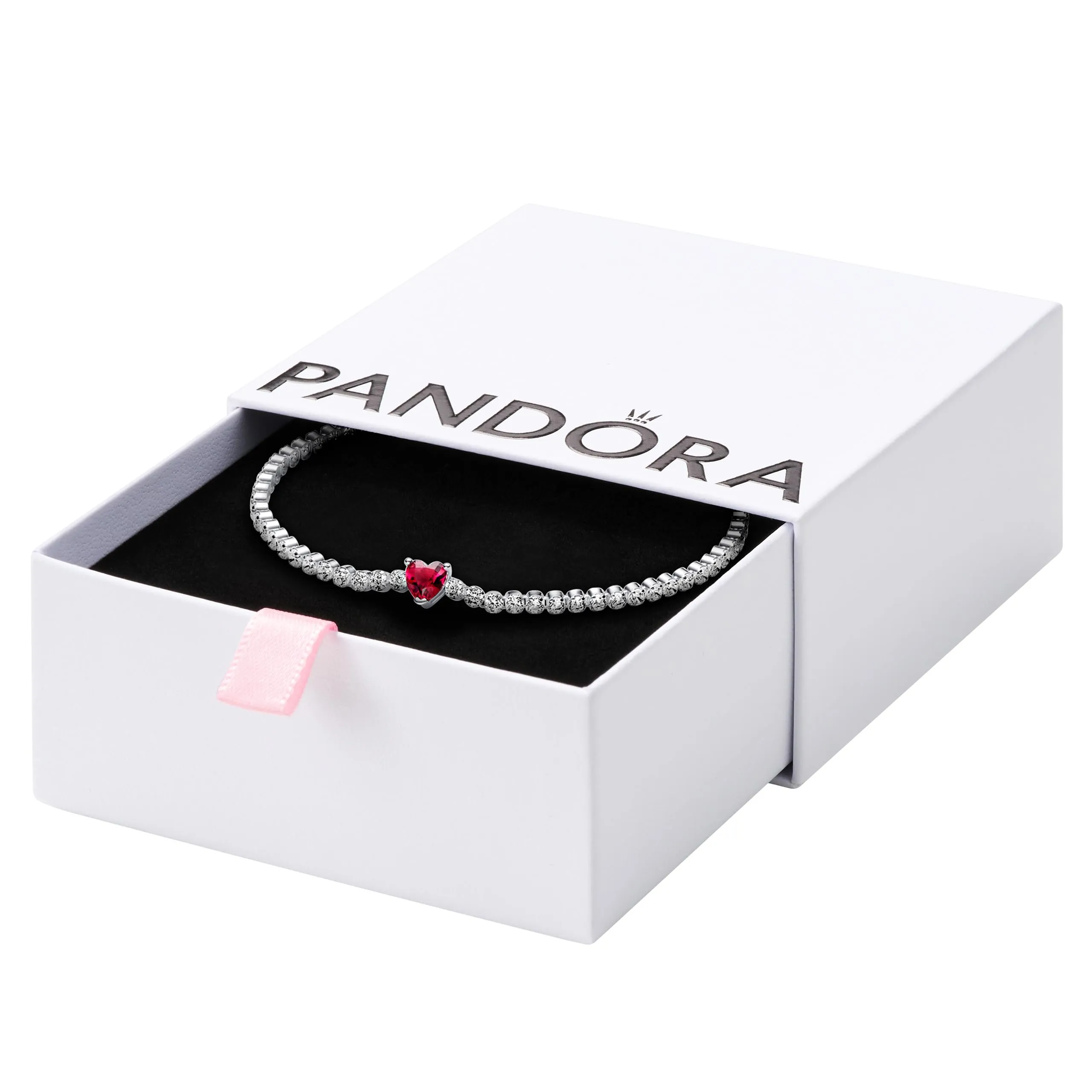Bracciale Pandora Tennis con Cuore Rosso