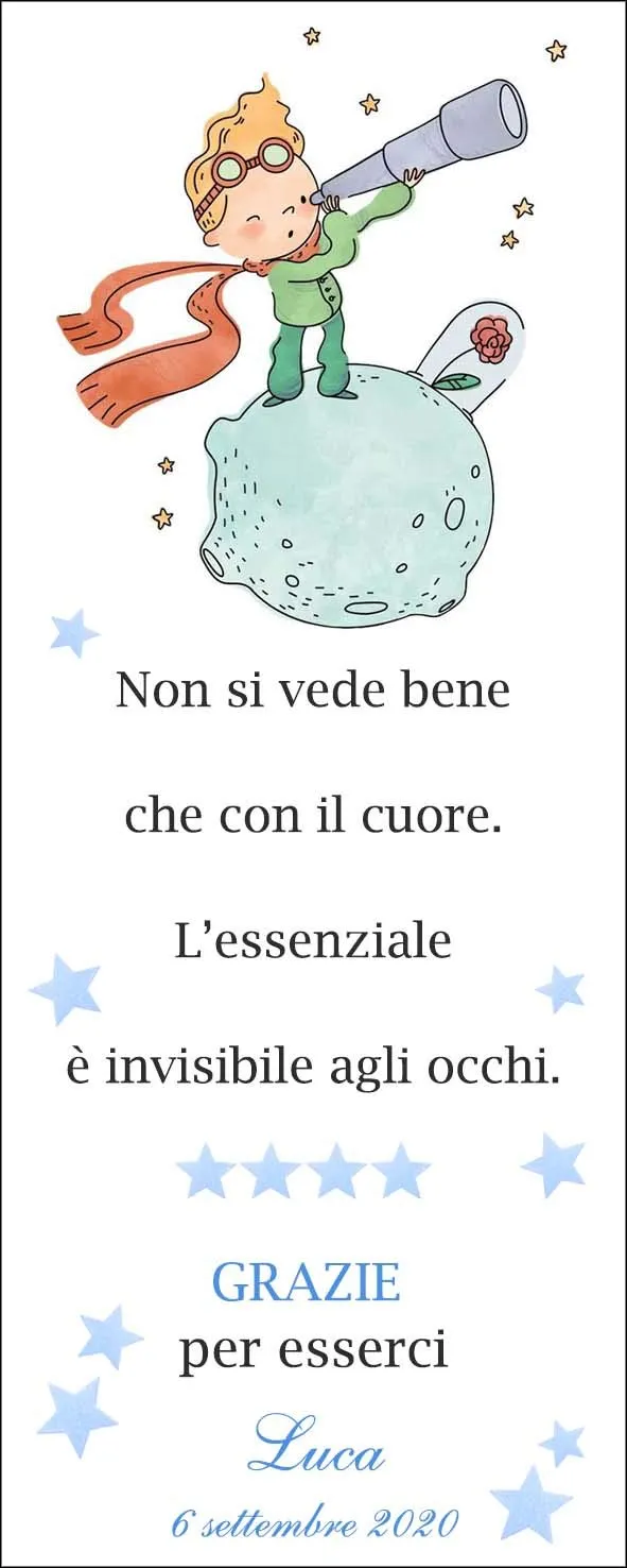 Segnalibro Battesimo Piccolo Principe Personalizzato 30 Pezzi