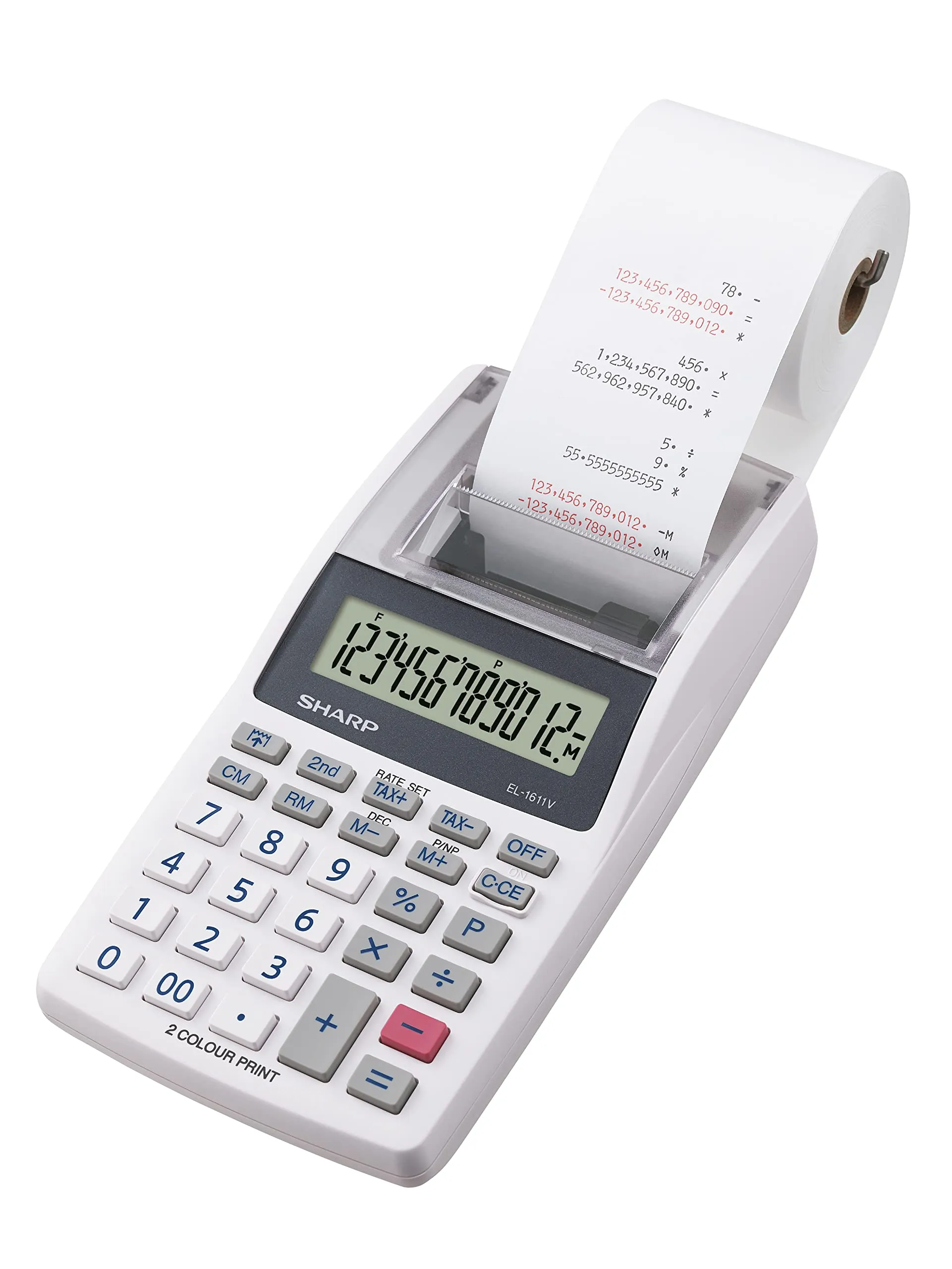 Sharp EL-1611V Mini Calcolatrice da Tavolo con Stampa a 2 Colori