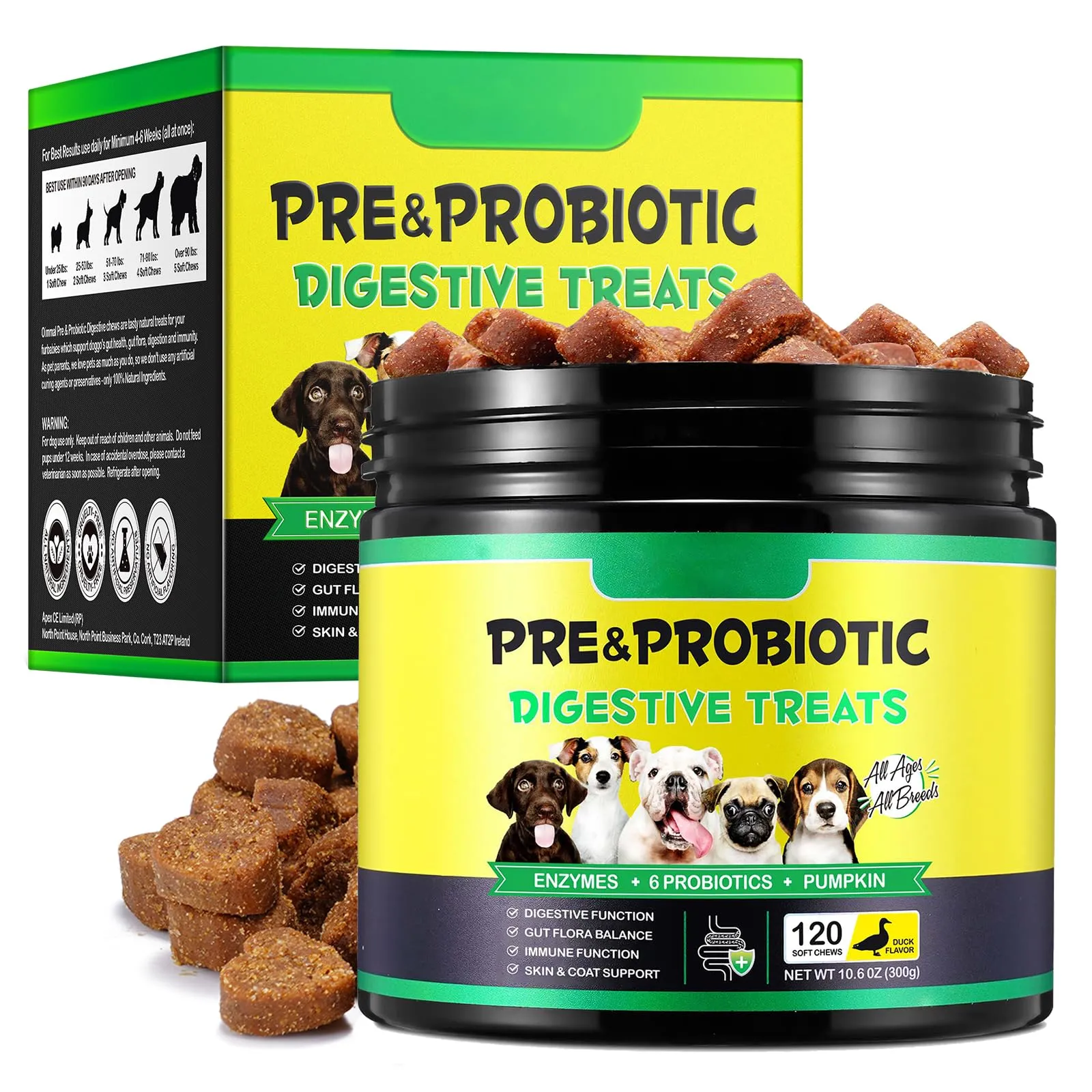 Probiotici per Cani con Enzimi Digestivi - 120 Masticabili