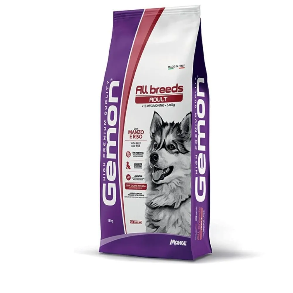 Gemon Crocchette per Cani Adulti Manzo e Riso - 15 kg