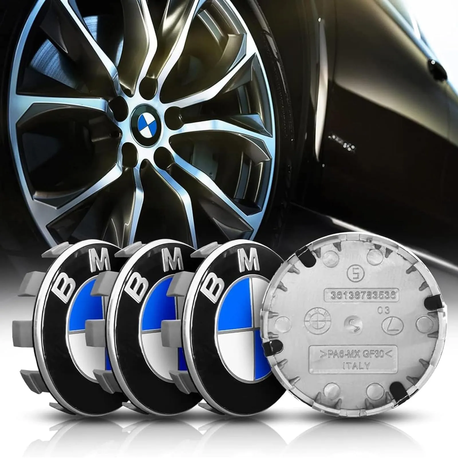 Kit 4 Tappi Coprimozzo BMW 68mm - Eleva lo Stile dei Tuoi Cerchi in Lega