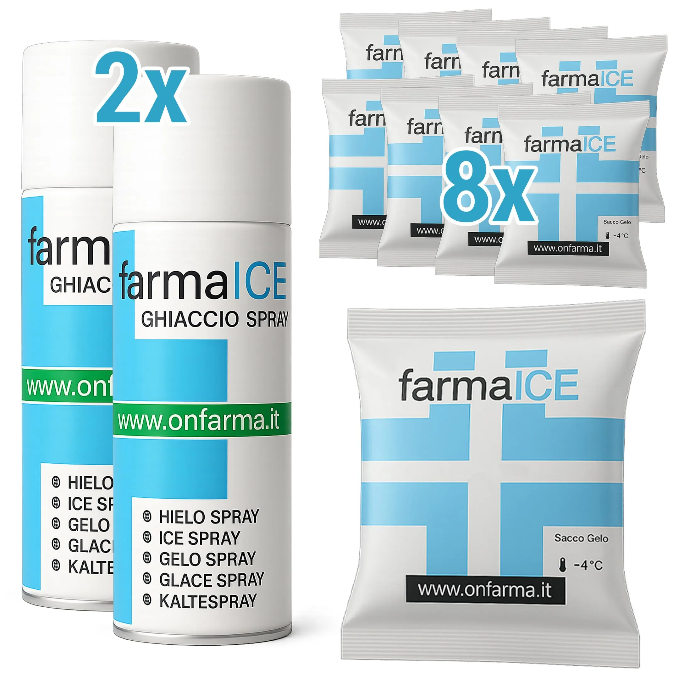 OnFarma KIT Ghiaccio Istantaneo e Spray per Traumi e Sport