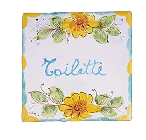 Targa per Casa Toilette Personalizzata in Ceramica Artistica Dipinta a Mano