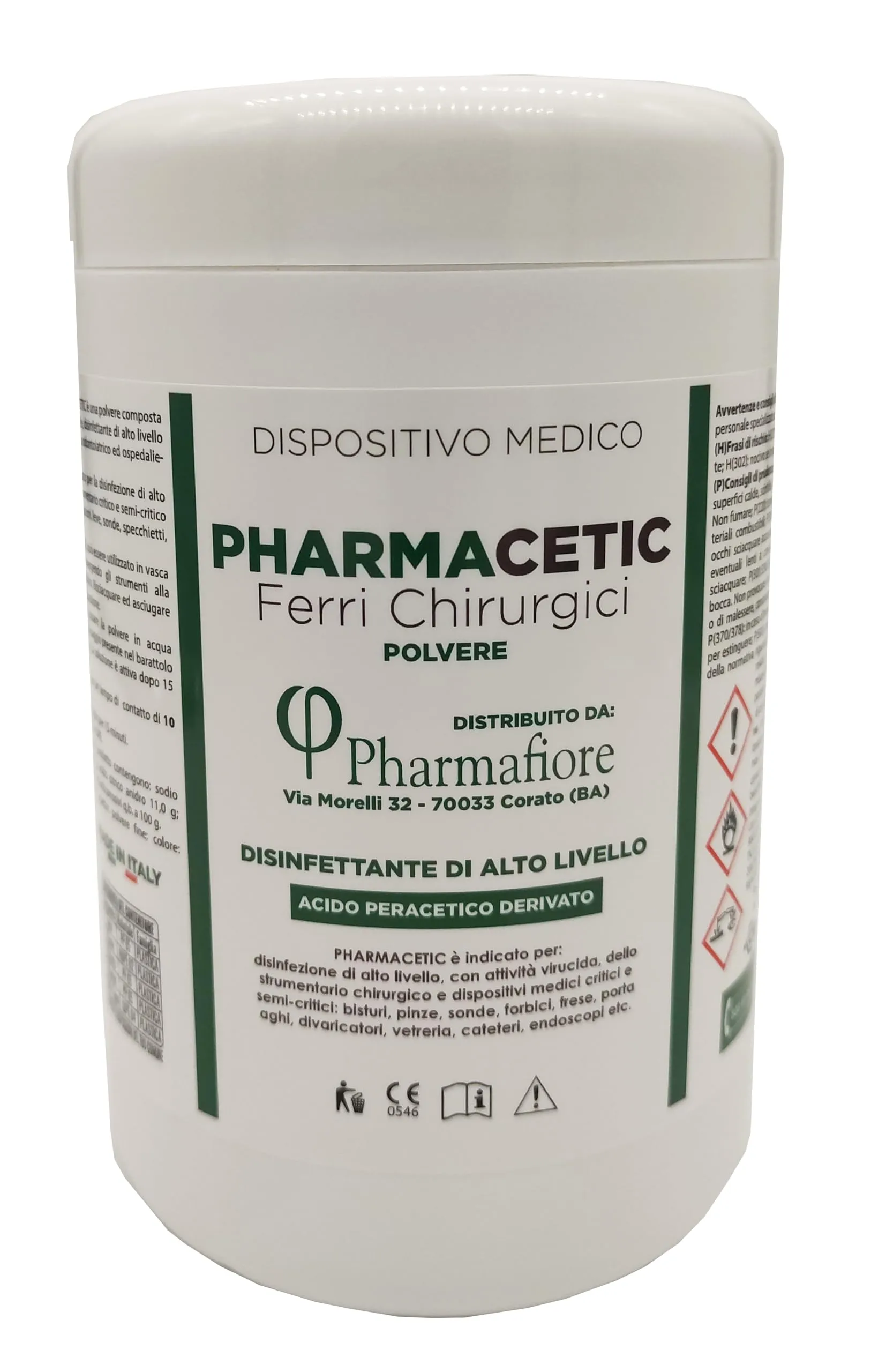 Pharmafiore Peracetico Sterilizzante in Polvere Disinfettante di grado medicale, 1 Kg