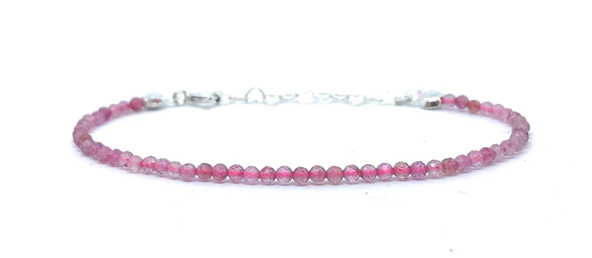 Bracciale da donna in quarzo fragola con pietre naturali semipreziose in argento 925