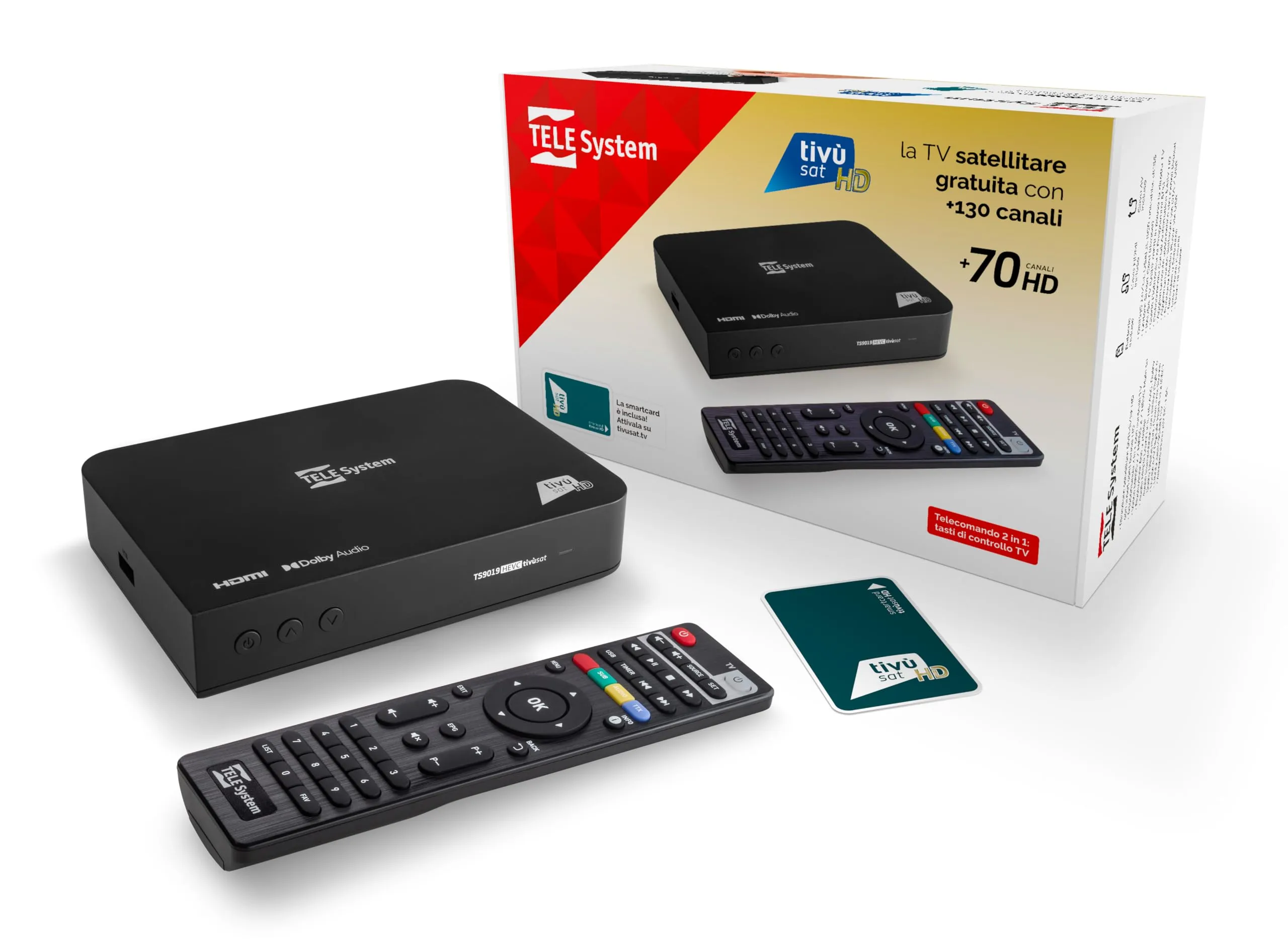 TELE System Decoder Satellitare TS9019HEVC tivùsat Classic