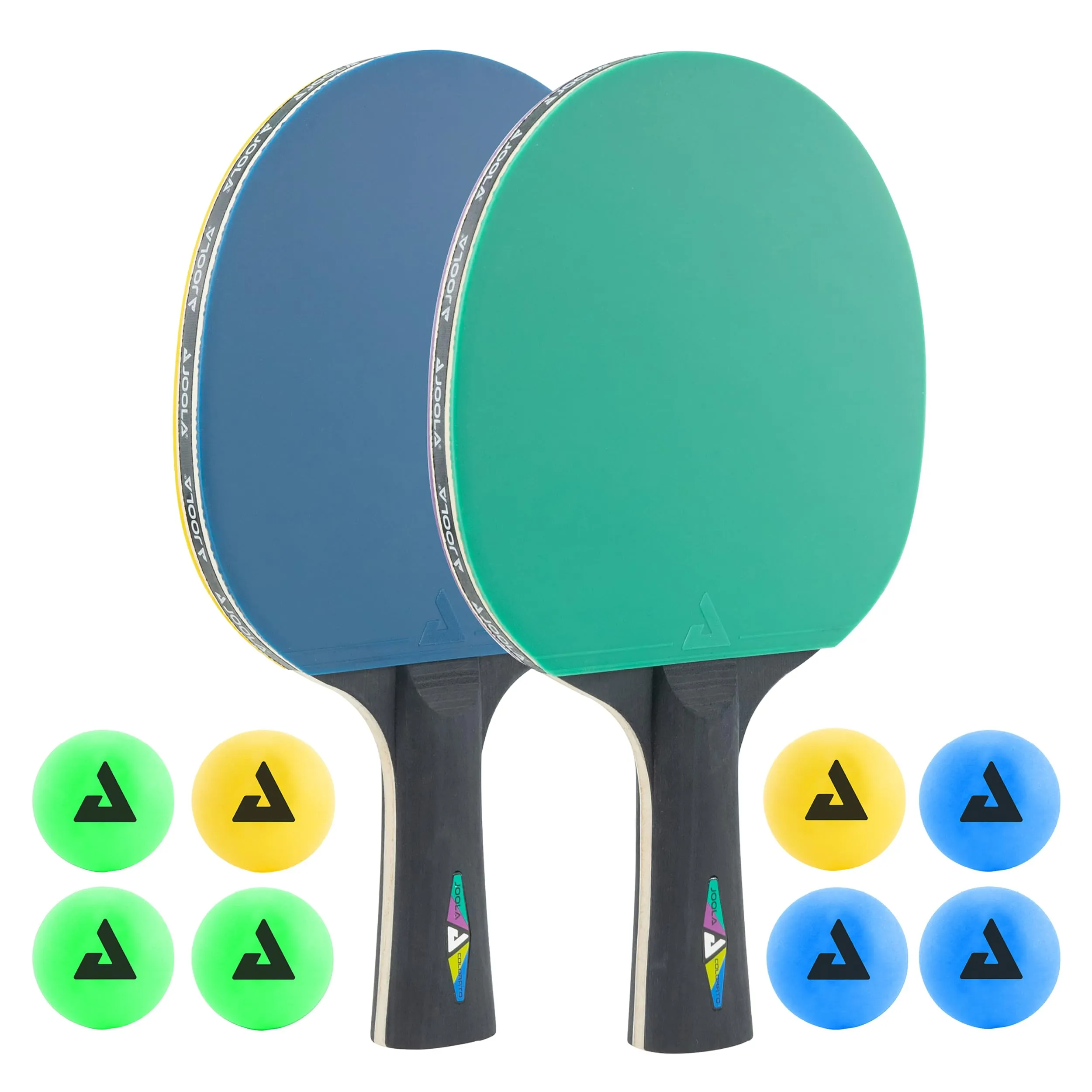 JOOLA Set Ping Pong Black+White - 2 Racchette, 8 Palline Bicolore