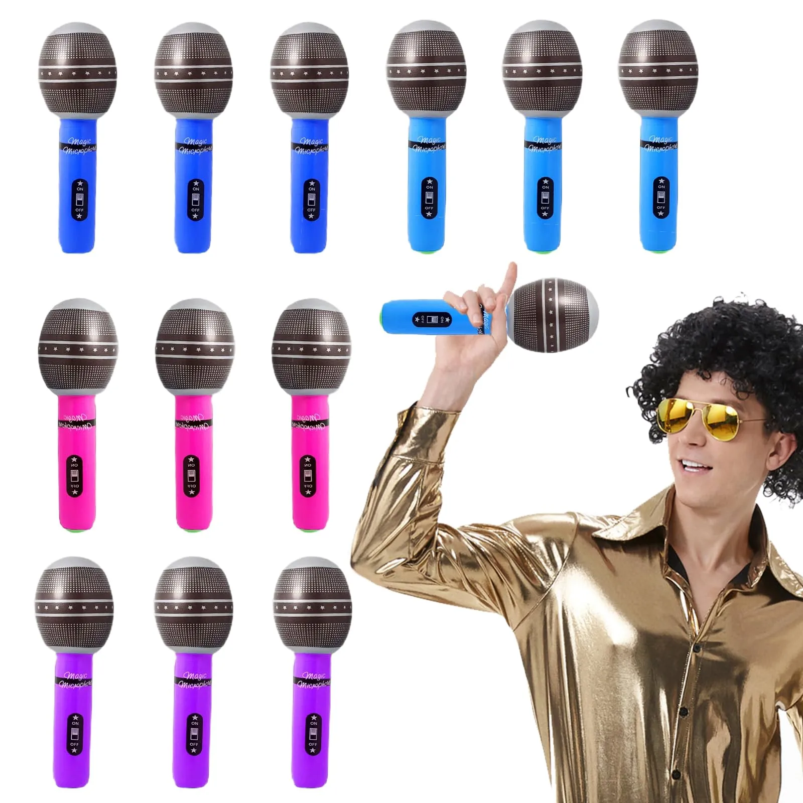 TSHAOUN Set di 12 Microfoni Gonfiabili per Feste a Tema Rock