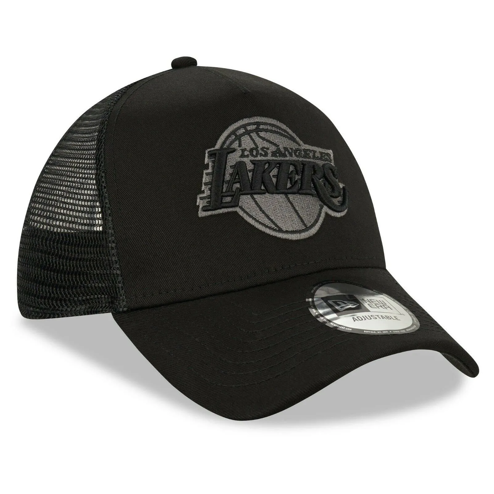 New Era Los Angeles Lakers NBA Bob Team Logo Nero A-Frame Berretto da Camionista Regolabile