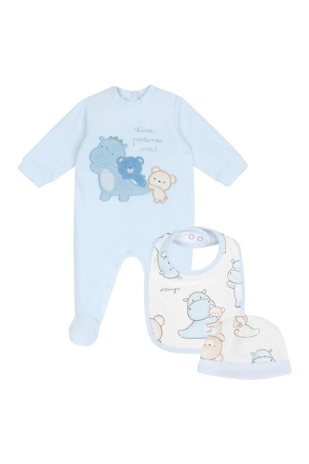 Chicco Set Regalo Neonato/a Unisex - Tutina, Cappellino e Bavaglia