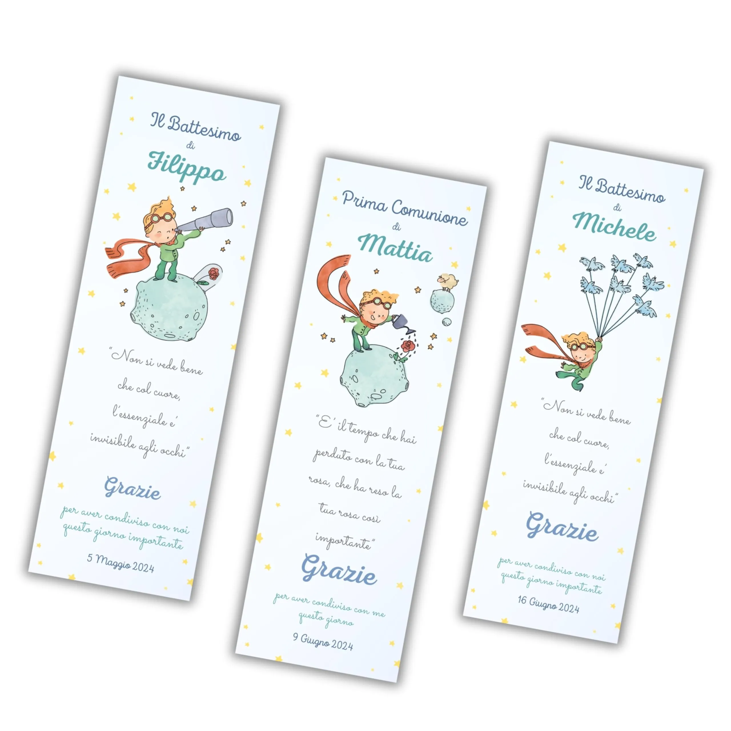 Segnalibro Battesimo Personalizzato Il Piccolo Principe - Set da 30 Pezzi