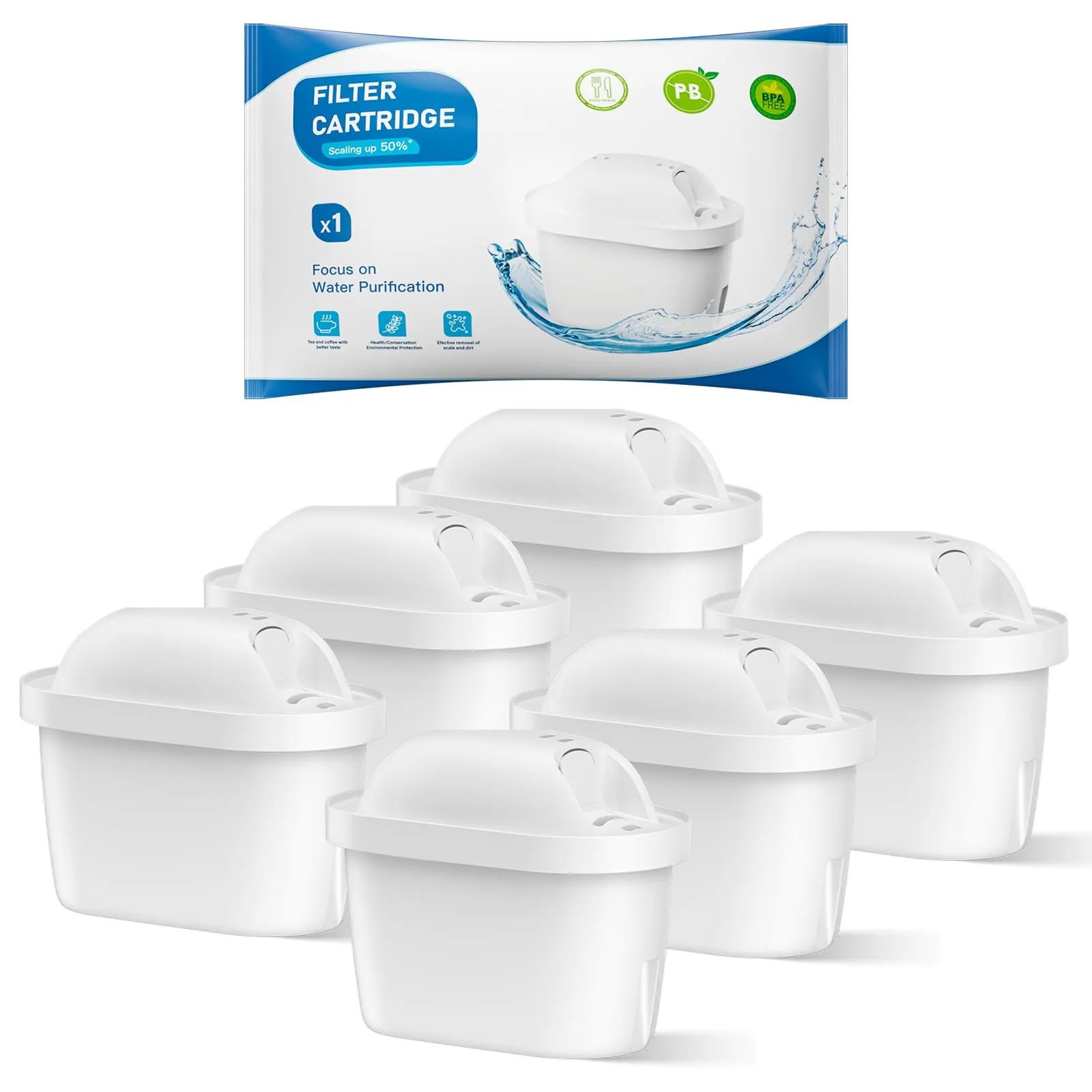 BREAUILL Cartucce Filtro Acqua Compatibili Brita Maxtra Pro/Maxtra+ Plus (6 pezzi)