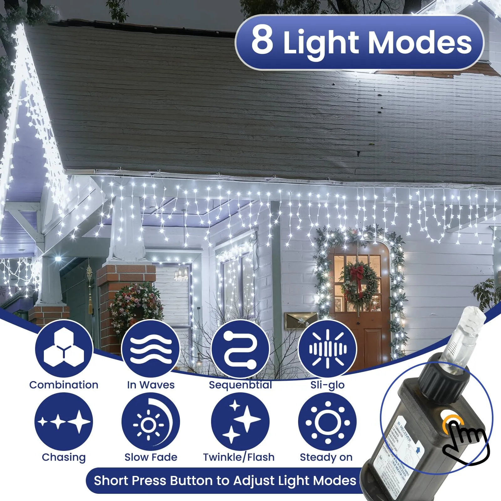 UISEBRT 10 LED Luci Stringa - 400 LED Lucine Led bianca calda con 8 odelli, IP44 ipereabile