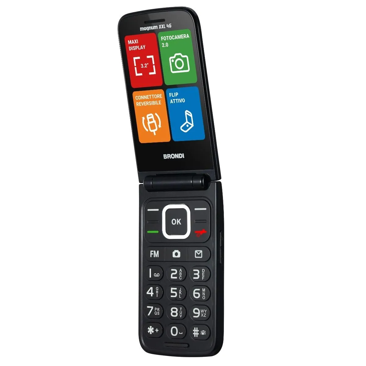 Brondi Magnum XXL Telefono Cellulare per Anziani con Tasti Grandi e Flip Attivo
