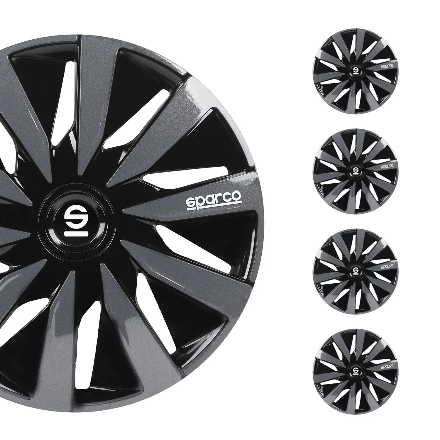 Sparco SPC1591BKGR Set 4 Copricerchi Lazio, 15 Pollici, Nero/Grigio