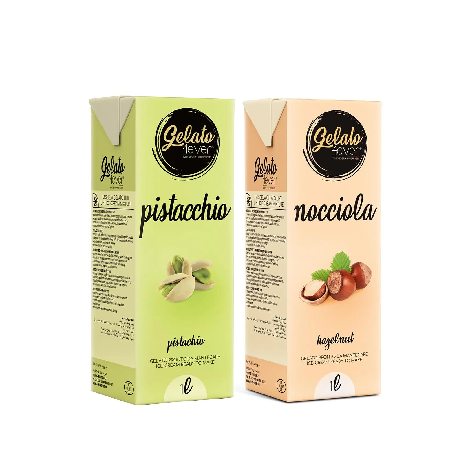 Gelato 4ever - Preparato per Gelato Pistacchio e Nocciola, Double Pack