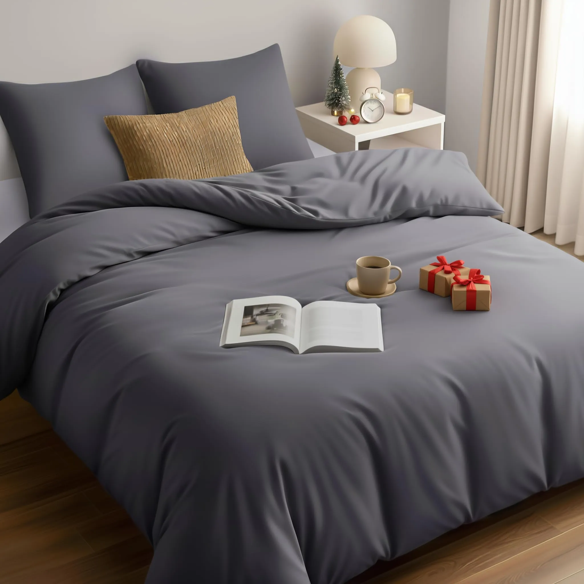 Utopia Bedding Copripiumino Matrimoniale Grigio 240x220 cm