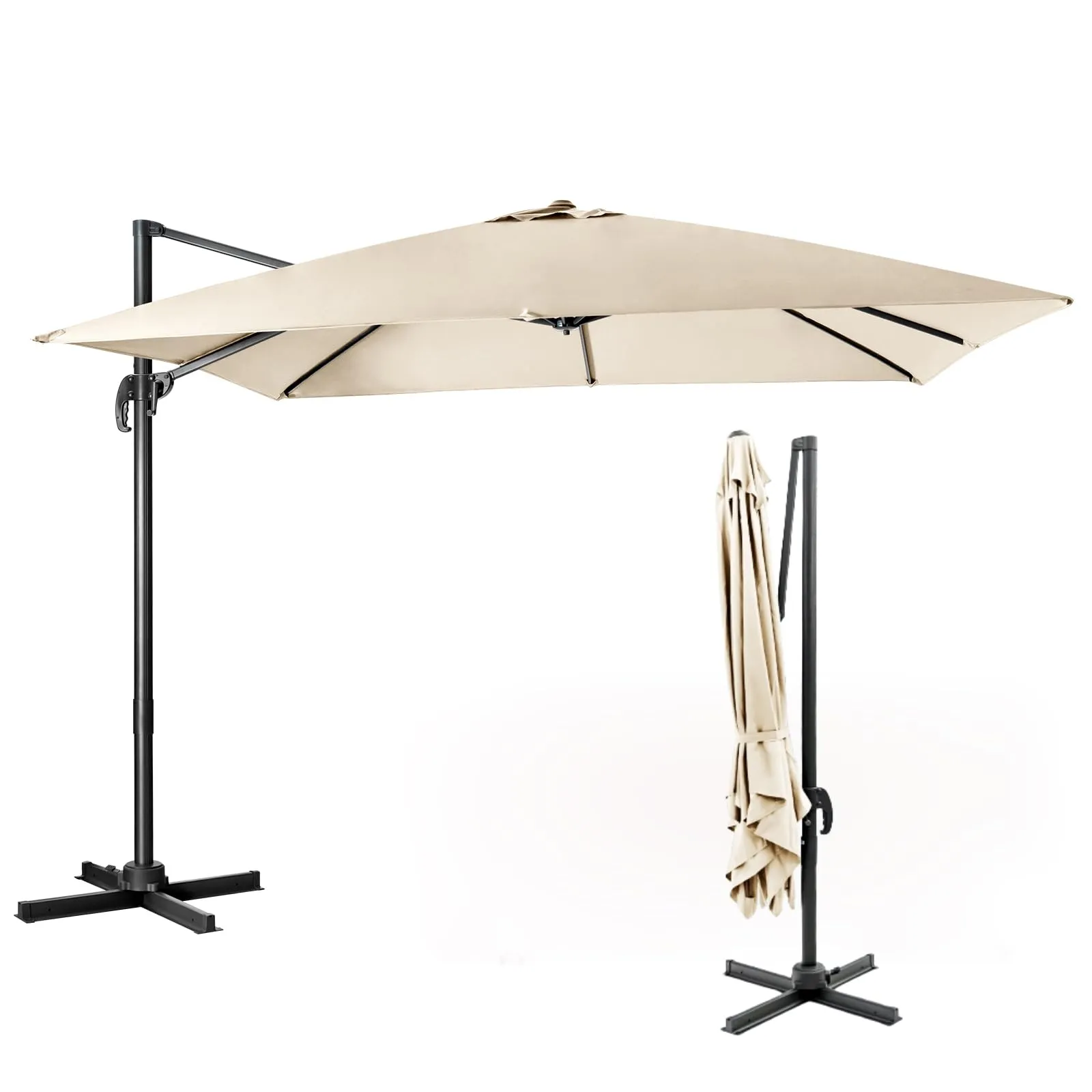 COSTWAY Ombrellone da Giardino 3x3 Beige