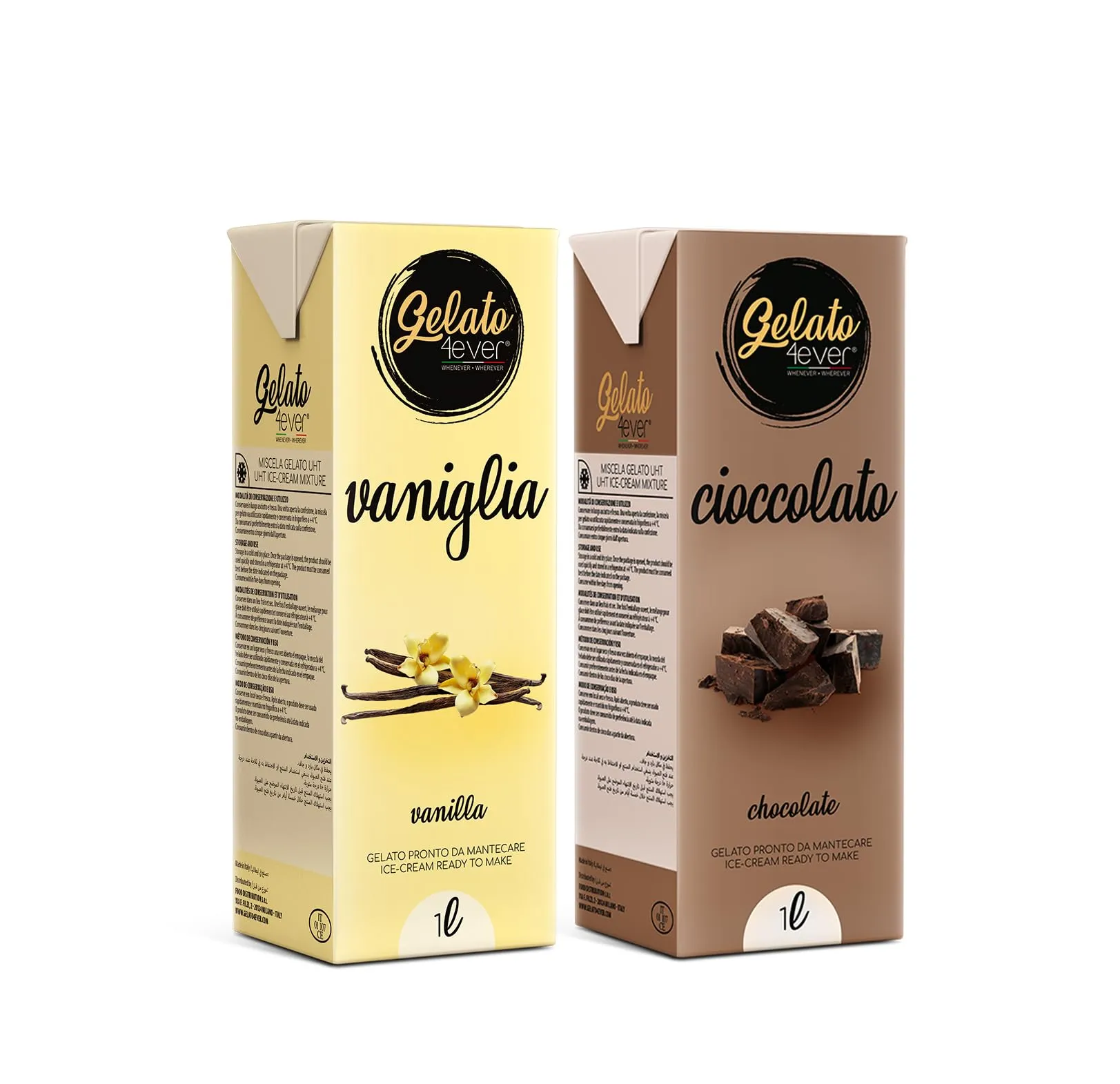 Gelato 4ever - Preparato per Gelato, Double Pack Cioccolato e Vaniglia, 2L