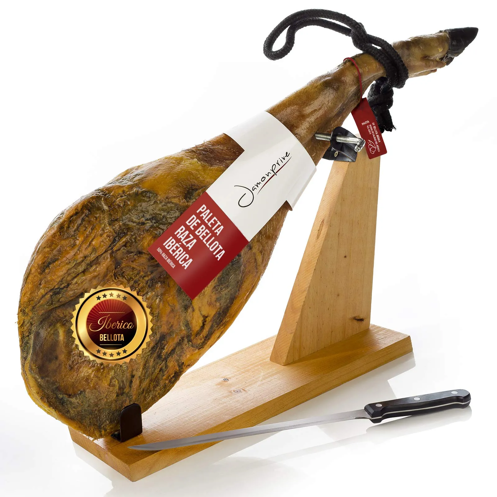 Spalla Iberica di Ghianda Pata Negra: Un'Esperienza Sensoriale Unica con Porta Prosciutto e Coltello
