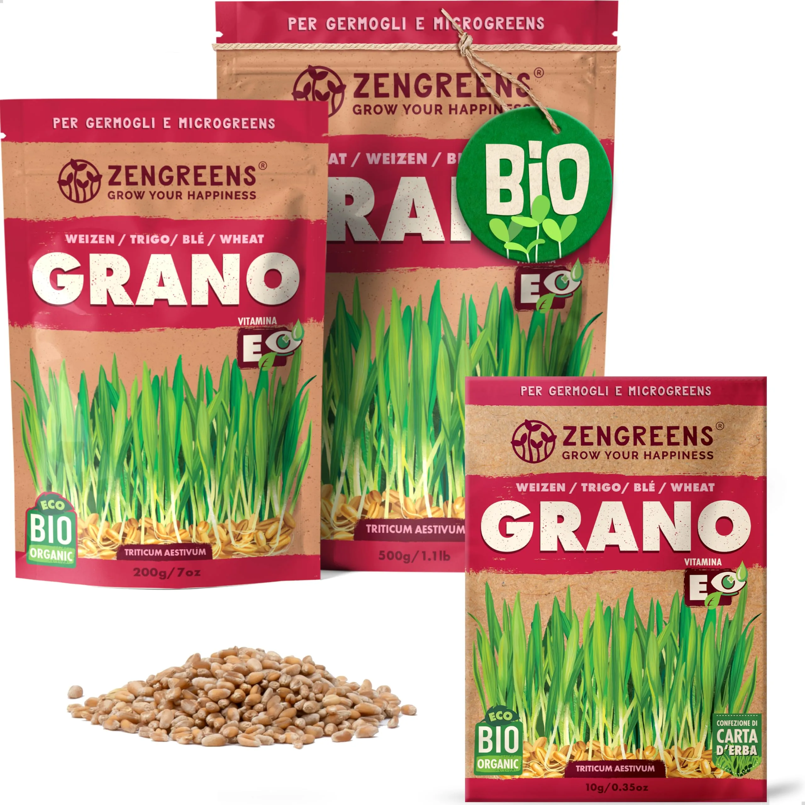 ZenGreens® - Semi di Grano Biologico per Germogli e Microgreens