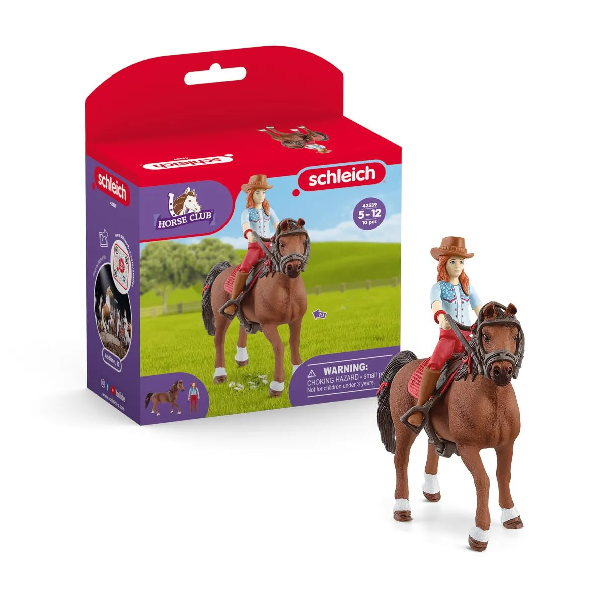 SCHLEICH 42539 HORSE CLUB Hannah & Cayenne, da 5 anni, HORSE CLUB - Playset, 10 pezzi