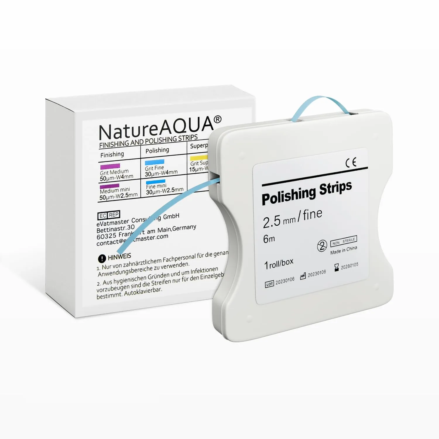 Strisce Abrasive Interdentali NatureAqua per Lucidatura Dentale (2.5mm, Blu)